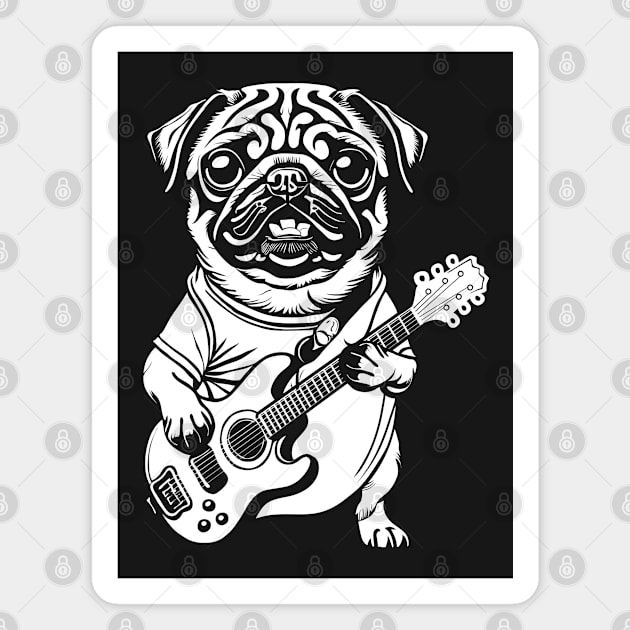 Rockstar Pug darkcolor Magnet by anderleao